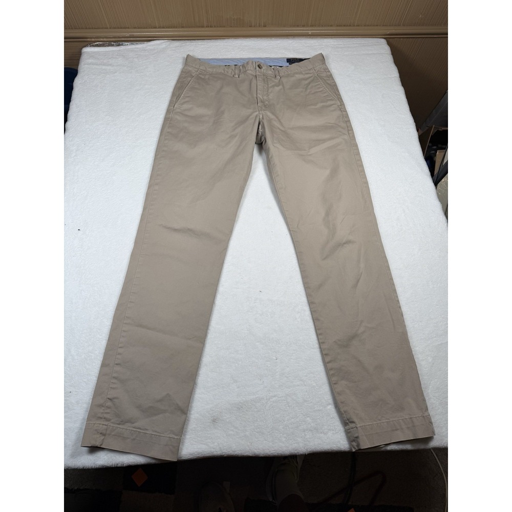 Polo Ralph Lauren Men's Chino Pants Tan Khaki Stretch Straight Fit 34x34
